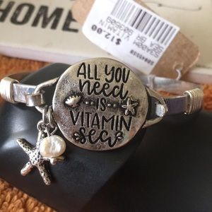 Bracelet silver, inspirational.  Vitamin Sea.